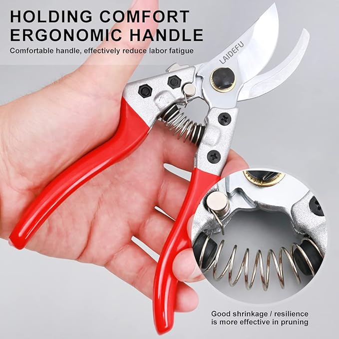 Garden Shears, Pruning Shears for Gardening Heavy Duty with Rust Proof Stainless Steel Blades, Garden Clippers Best Hand Pruners Ergonomic Gardening Tools (MJ-1)