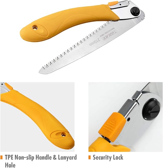 Hand Folding Pruning Saw 8 Inch Wood Tree Saw Japanese Pull Saw Razor Teeth Saw for Bone Wood Camping Backpacking Trimming Bushcraft Hunting, SK-5 Steel Blade with Non-Slip Rugged Handle.