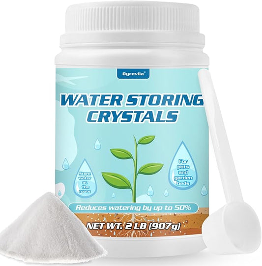 2LB Water Storing Crystals for Plants with Spoon, Water Gel Solves Plant Over-Watering and Drought Problems, Keeps The Soil Moist, Small Water Storing Polymer Crystals Powder for Plants - by Oycevila