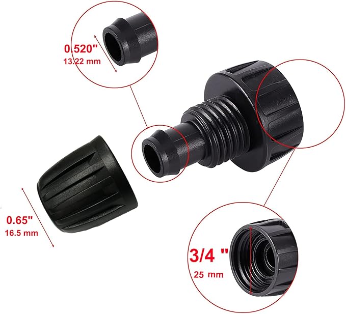 1/2 Inch Drip Irrigation Hose to Faucet Adapter for Drip Irrigation Tubing (.520" ID,.600" – .650" OD), 2 Way Y Water Splitter Connector for 3/4" Inch Garden Hose Spigot Faucet Bib