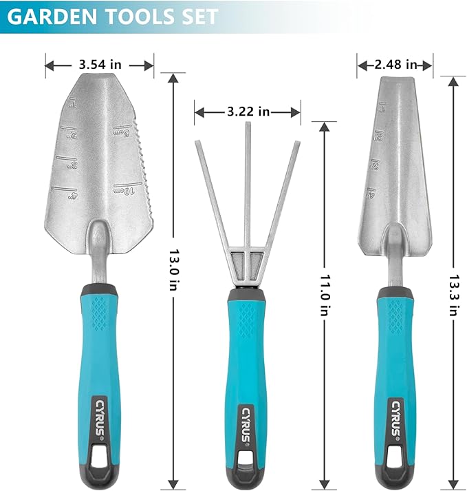 Garden Tool Set for Gardening Aluminum Alloy 3Pcs Trowel Transplanting Shovel for Digging - CYRUS