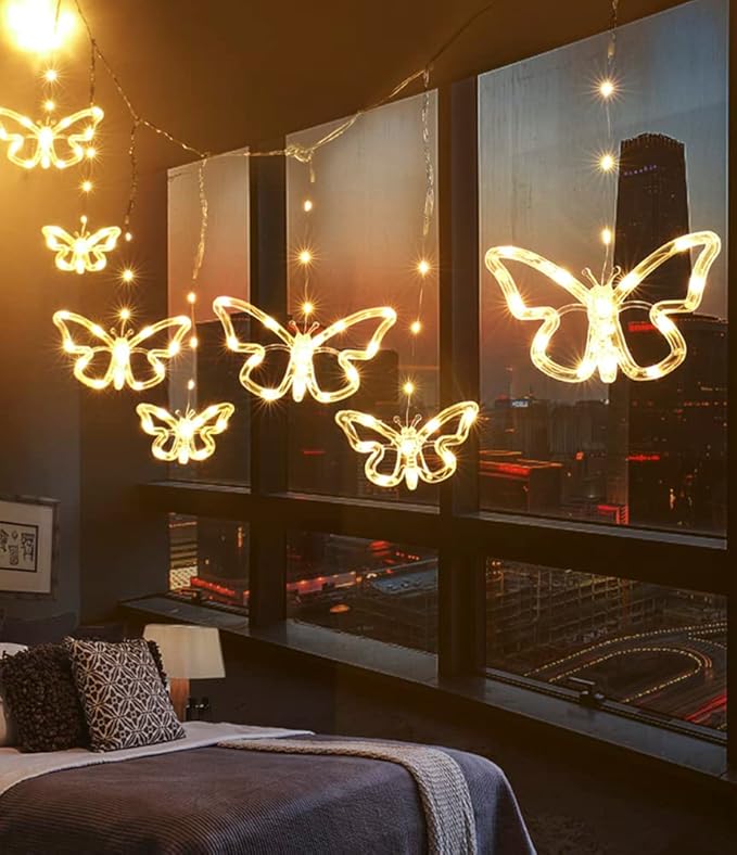 Solar USB String Butterfly Lights Indoor Outdoor 10 LED Fairy Light Decorations for Garden Fence Patio Yard Christmas Tree, Lawn, Patio, Party Decoration (USB Light)