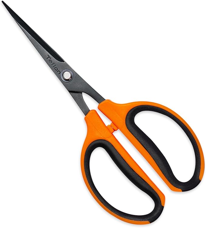 GROWNEER 1 Packs Trimming Scissors Teflon Coated Non Stick Blades Pruning Shears Gardening Hand Pruning Snips with Straight Stainless Steel Precision Blade