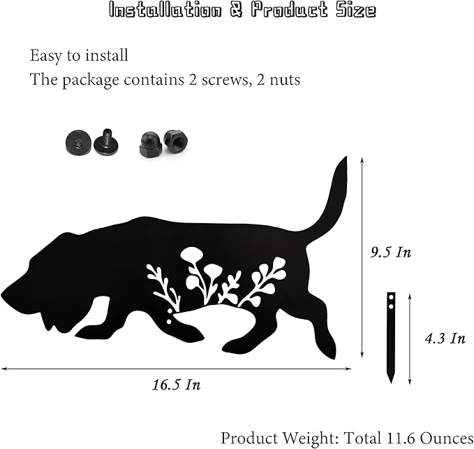 Basset Hound Metal Dog Stake Garden Garden Statue, Yard Decoration Art Lawn, Dog Gifts for Dog Lovers, Outdoor Home Decoration Metal Animal Statue