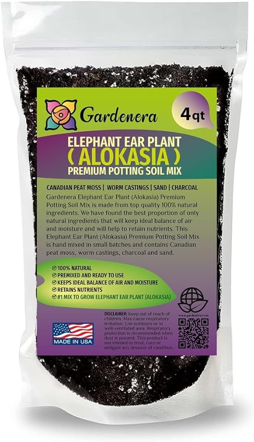 Elephant Ear Plant Potting Mix - Premium Quality Blend for Strong Root Development and Resilient Plants - 4 Quart