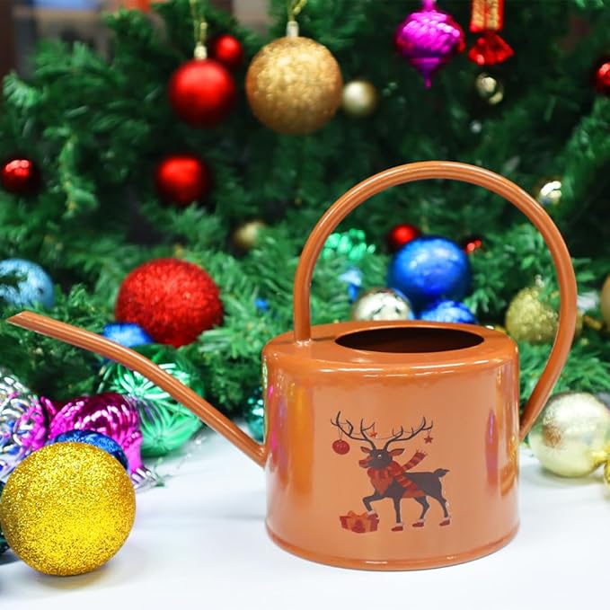 Metal Watering Can for Outdoor and Indoor Plants, Watering Can Decor, 1 Gallon (Brown)