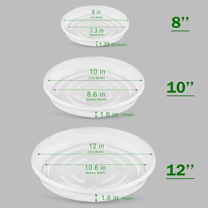 9 Pack Plant Saucers (8inch /10inch /12inch) Heavy Sturdy Plant Trays for Indoor Clear Plastic Flower Pot Saucers Thicker Plant Water Drip Trays for pots -Clear