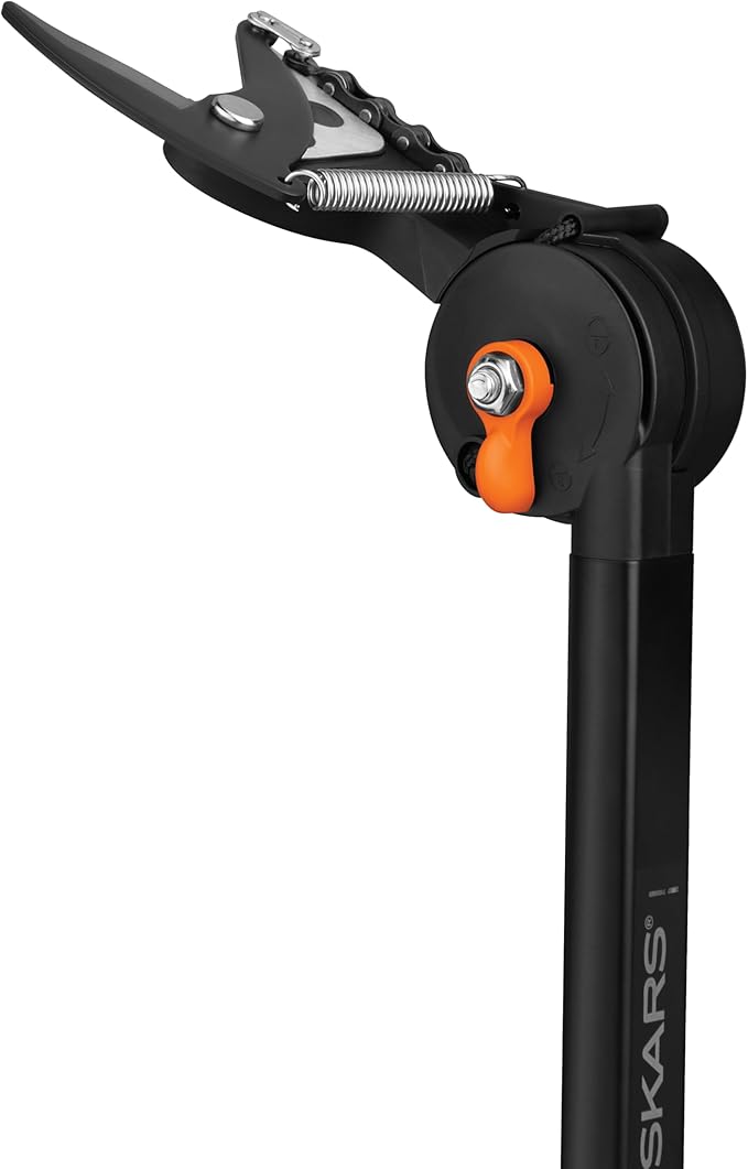 Fiskars 5ft Ropeless Tree Trimmer with Rotating Head, Long Handle Stik Pruner, Branch Cutter to Prune High Branches or Low Shrubs, Garden and Yard Tools