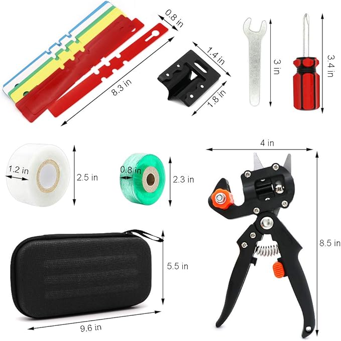 Garden Grafting Tool Kits, ZALALOVA 2 in 1 Pruning Tools Including Grafting Knife Replacement Blades Grafting Tapes Rubber Bands and Labels for Plant Branch Vine Fruit Tree Cutting