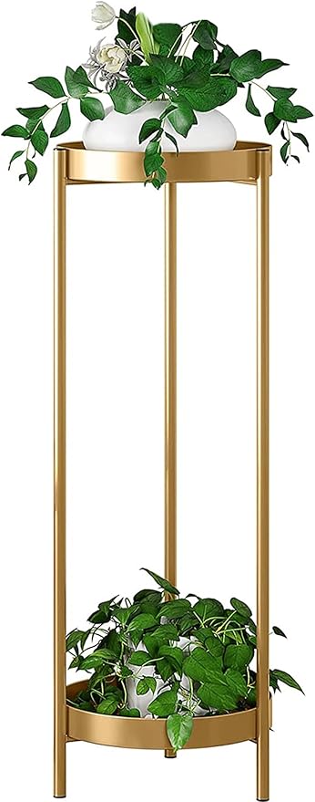 30" Plant Stand, 2 Tier Metal Flower Plants Holder with 2 Removable Display for Indoor or Outdoor,Pot Plant Planter Display(30 X 10in, Gold)