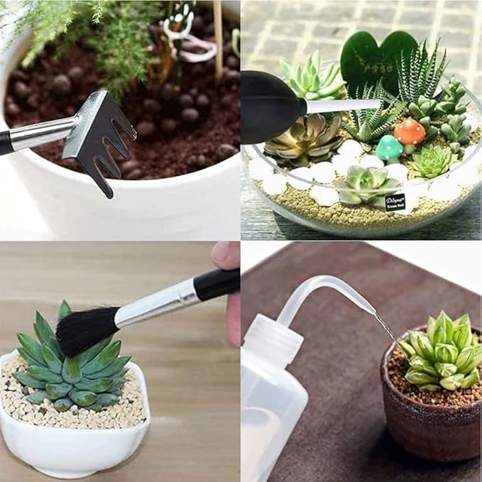 15 Pieces Succulent Plants Tools - Plant Repotting Mat and Storage Bag,Mini Garden Transplanting Tools for Indoor Outdoor Miniature Fairy Flower Plant Care