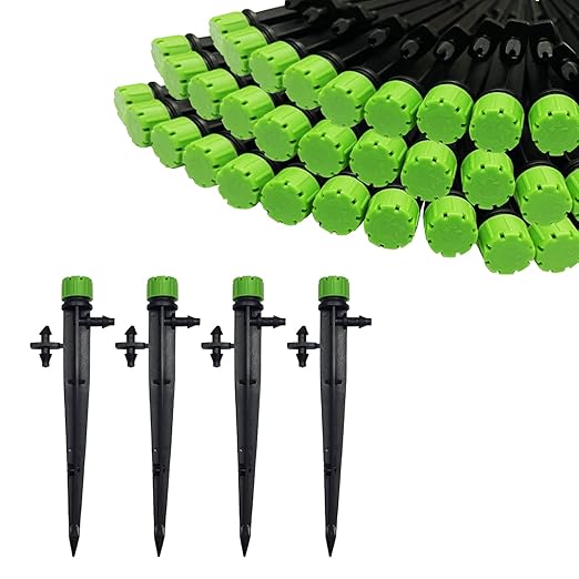 BEADNOVA Irrigation Drippers 50pcs Drip Emitters for 1/4 Inch Irrigation Sprinkler 360 Degree Micro Sprinkler Adjustable Drip Irrigation Heads Drippers for Drip Irrigation Parts Garden Patio Lawn