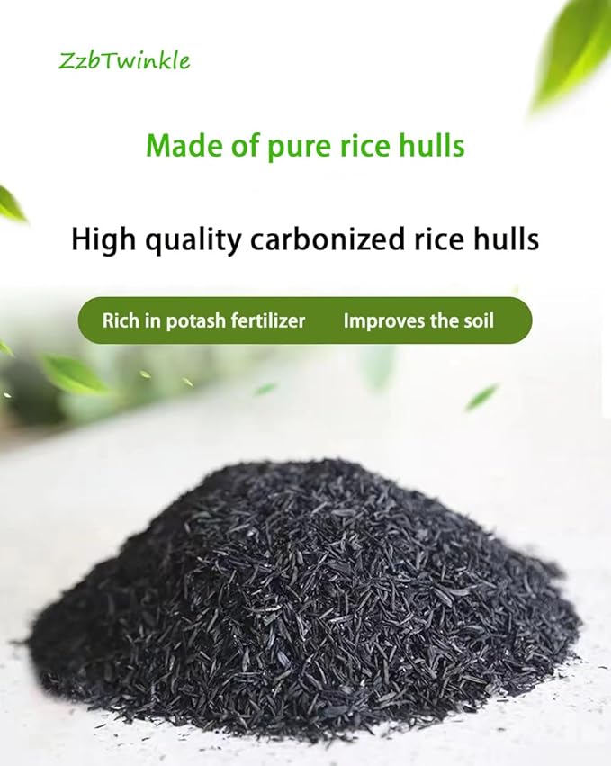 Carbonized Rice Hull 4 QT Horticultural Organic Activated Charcoal,Soil Amendment for Plants Vegetables Fruit Trees, Fertilizer additive, Mulch