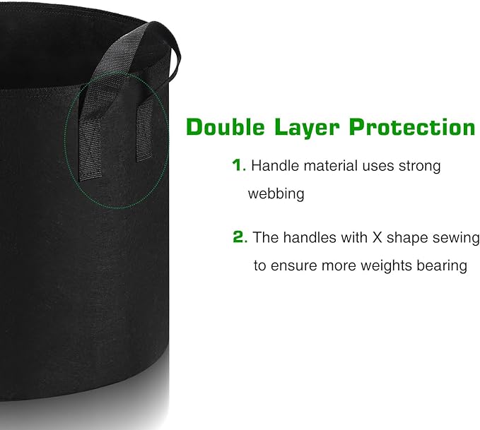 12-Pack 10 Gallon Grow Bags Heavy Duty Thickened Nonwoven Fabric Pots with Durable Handles