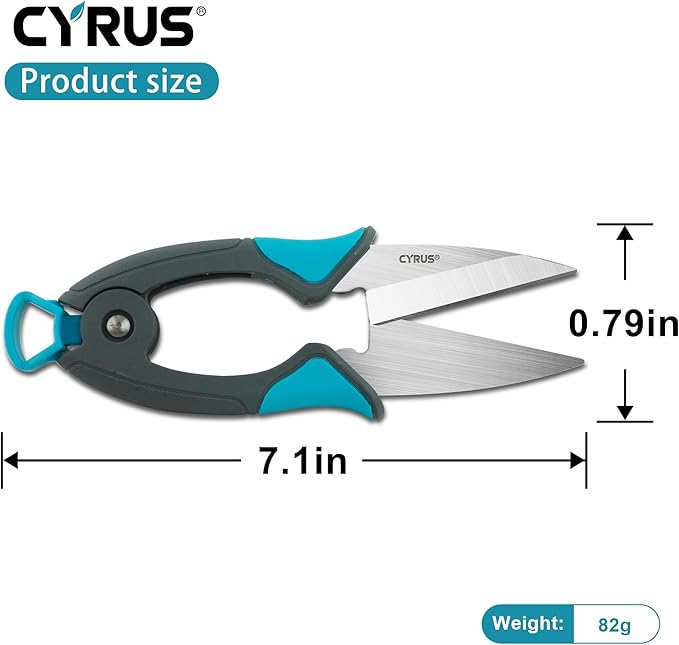 CYRUS Herb Scissors Garden Herb Shear,Sharp Blades with Safety Lock, Blue Gray