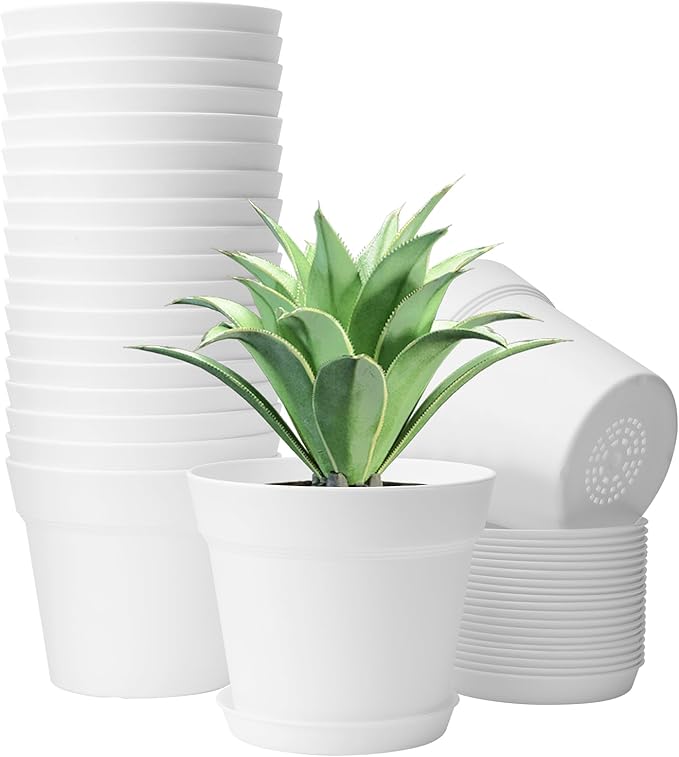 GARDIFE 20 Pack 6 inch Plant pots, planters for Indoor Plants, Flower pots, White