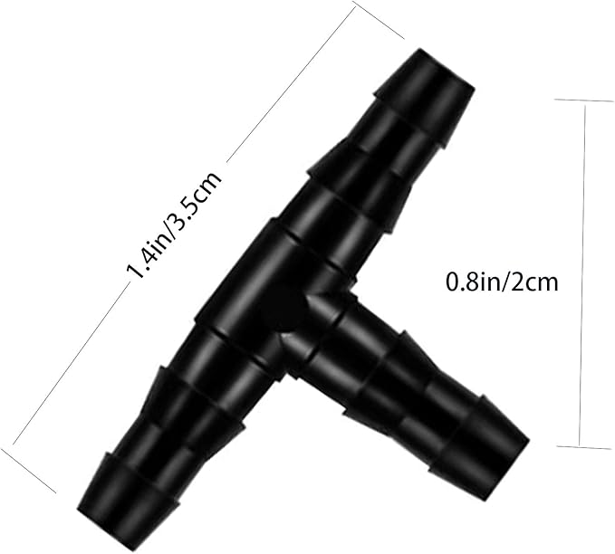 HOINCO 300Pcs Barbed Tee Connectors Drip Irrigation, 1/4" Universal Barbed Tee Fittings for 4/7mm Water Tube,3-Way Irrigation Coupling for Flower Pot Garden Lawn(Black)