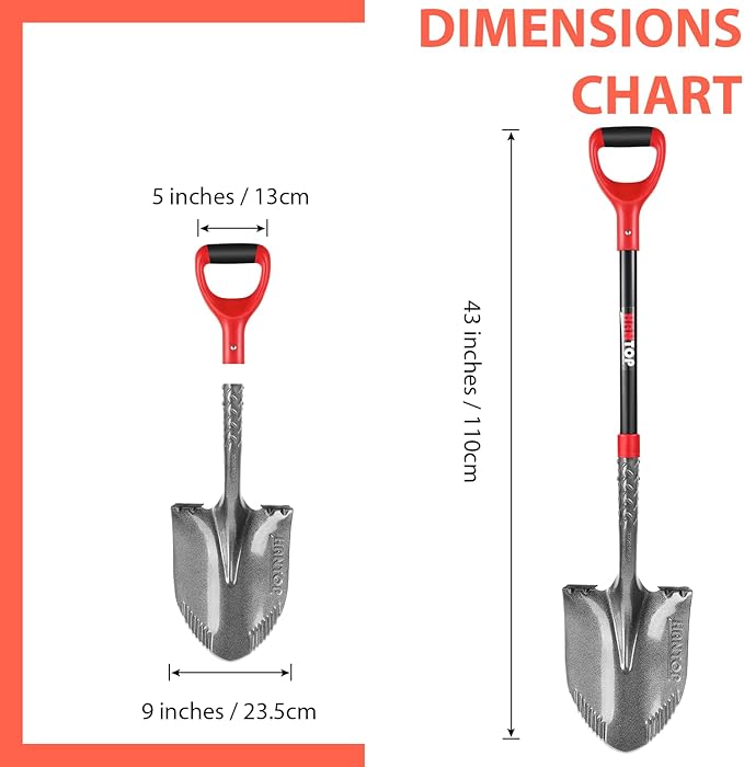 Digging Shovel Round Garden Shovel Heavy Duty Trenching Shovel for Gardening, Landscaping, Construction, 43 inches