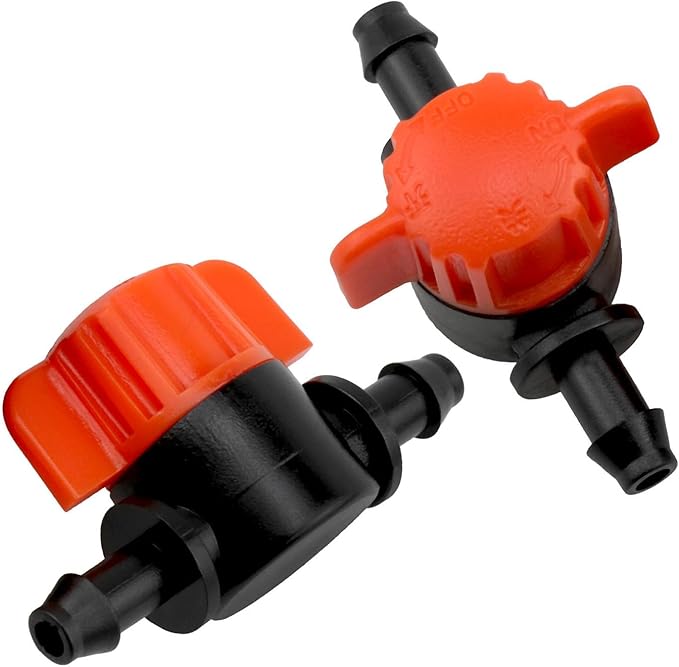 1/4" Drip Irrigation Valve Drip Irrigation Cut-Off Switch Valve for 1/4 Inch Drip Pipe Drip Pipe Stop Valve for Garden Lawn Irrigation System 16PCS