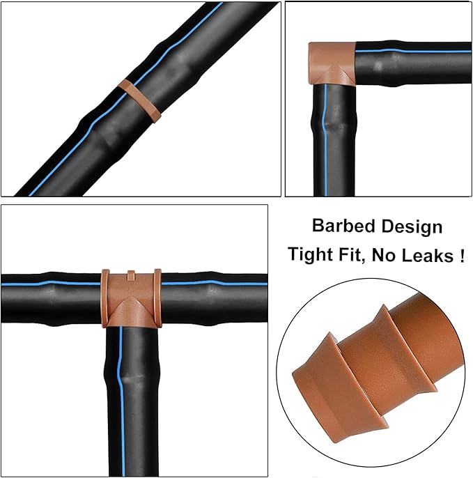 35-Pack Drip Irrigation Barbed Coupling Fittings, Barbed Connectors(17mm) Fit 1/2''(.600 ID) Drip Tubing,Sprinkler Tubing Connector for Drip Irrigation Systems