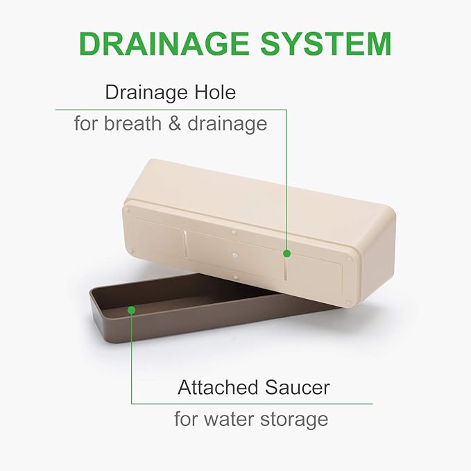 GROWNEER 3 Packs 12 Inches Window Boxes Rectangle Planter Long Pots with 15 Pcs Plant Labels Plastic Flower Plant with Saucer for Windowsill Garden Balcony Home Indoor Outdoor (Beige)