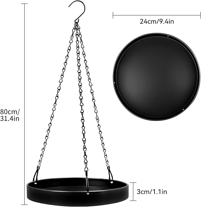 Plant Hanger Indoor Outdoor, Hanging Planter Baskets for Outdoor Indoor Plants, Hanging Plant Holder, Hanging Tray for Plants, Metal Window Plant Hanger, Black Hanging Plant Shelf, 3 Pack