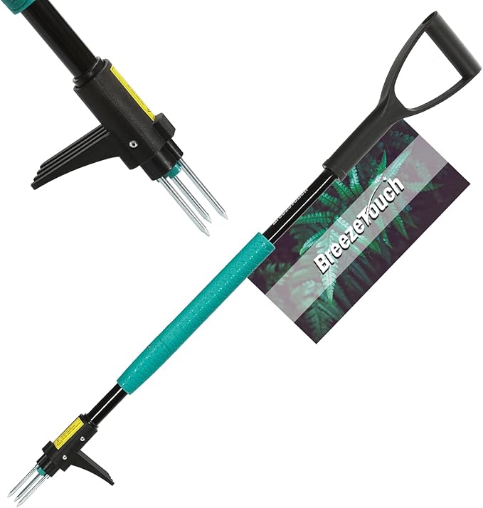 Breeze Touch 39" Weed Pulling Tool, 3-Claw Detachable Weed Puller Tool with Long Handle, Heavy Duty Stand Up Weeder Weeding Tool for Lawn, Yard, Garden, Crabgrass, Dandelion Picker, Weed Remover