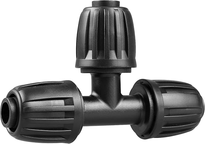 Drip Irrigation Fittings for 1/2 Inch Drip Tubing (1/2" ID x 0.65" OD)：1/2'' Drip Line Tees Anti-drop Locked Nut Barbed Tee Connectors Garden Irrigation System Parts (10 Pack)