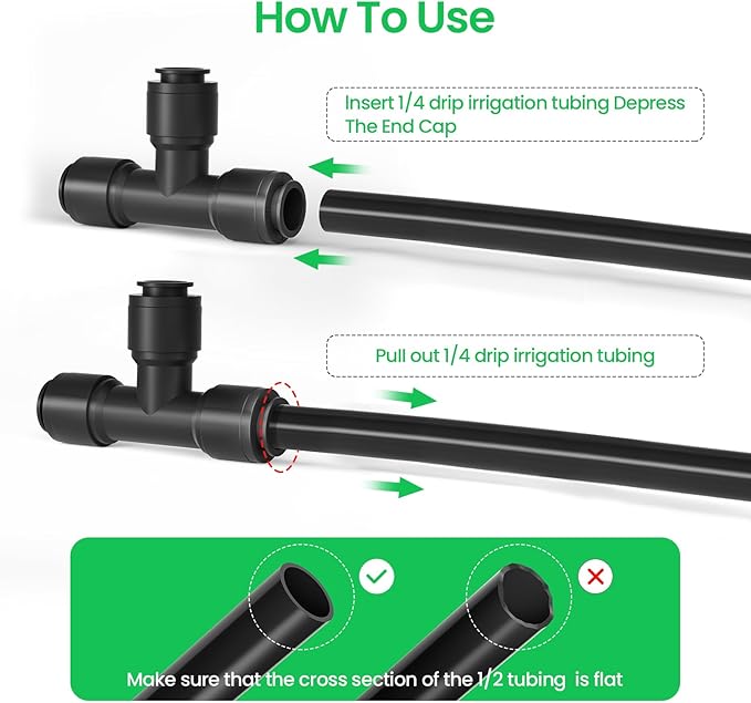 15 Packs Quick Efficient Connector 1/4" Drip Irrigation Tee Connectors Leak Free Fittings for Sprinkler or Drip Irrigation System
