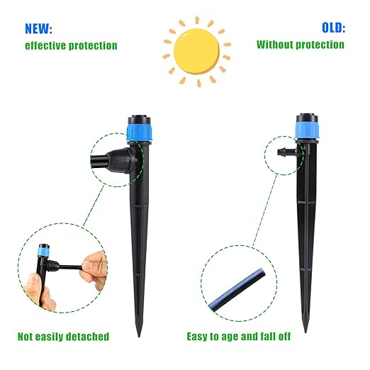 Drip Irrigation Emitters with Adjustable 360 Degree Water Flow Drippers Sprayer for 1/4 inch Tubing, Garden Drippers Sprayer Perfect for House Garden Watering System.(50pcs-Blue 360 Degree Sprayer)