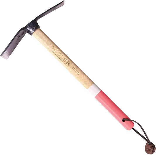 Adler - The Rosie Garden Hoe, Heavy Duty Yard Tool Lawn Care, Loosening Soil, Weeding, and Digging, Steel Head 10.6 inches, Wood Handle 17.7 inches (Rose)