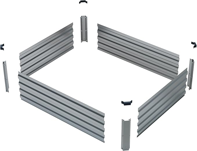 2 Pcs 4×3×1FT Galvanized Raised Garden Bed，Metal Planting Box for Outdoor Vegetable, Herb,Planter Gardening (Silver)