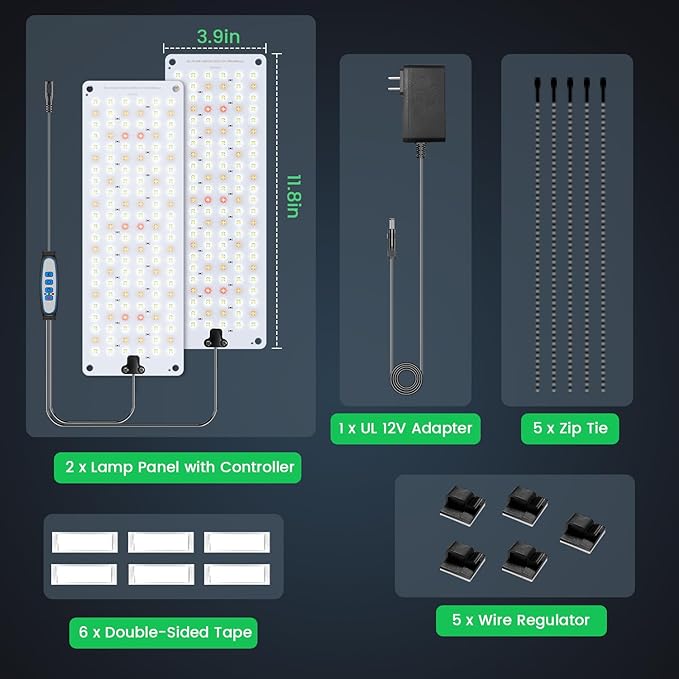 Garpsen Grow Lights for Indoor Plants, 276 LEDs Full Spectrum Plant Light with Auto Timer 6/12/16H, 3 Color Modes & 5 Dimmable Levels, 24W UL Adapter Growing Lamp Panel for Plant Stand Indoor(2Panels)