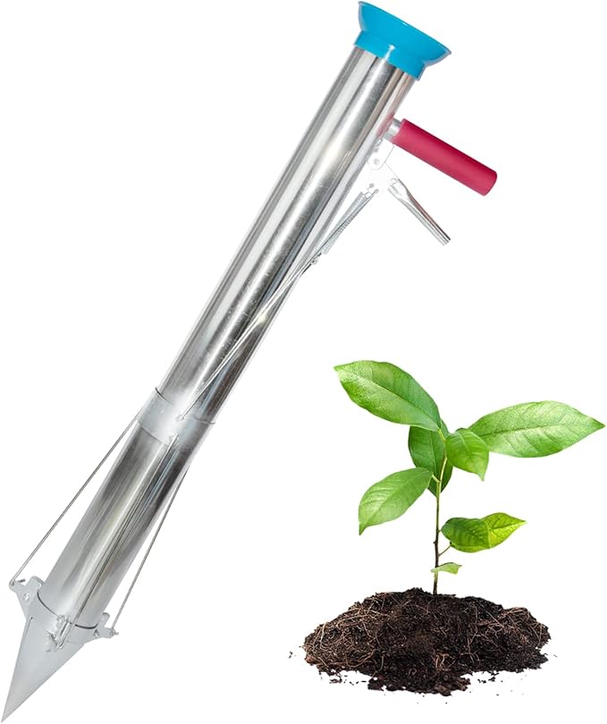 AIWFL Seedling Transplanter Long Handled Bulb Planter Tools Vegetable Young Plant Manual Plant Transplanter Stainless Steel Planting Garden Tools