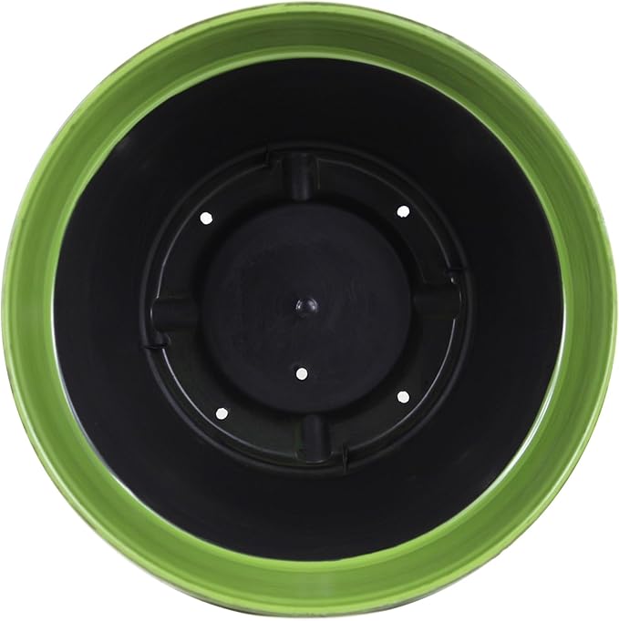 Garden Elements Indoor/Outdoor Glazed Brushed Happy Plastic Planter, Large, Dark Green, 15"