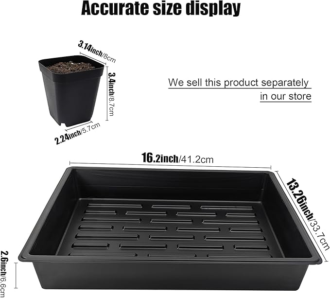 3.15 inch (8CM) Square Nursery Pots 100 pcs, Sturdy Seedlings Trays 5 Pcs, Seeds Starter Germination Tray, Microgreening Planter Nursery Propagation 5 Sets