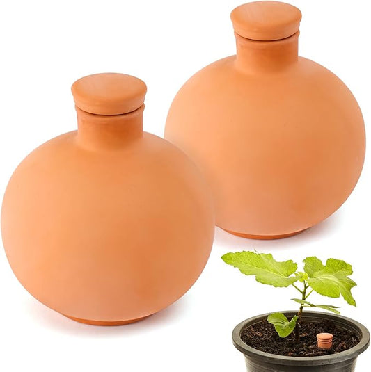 2pcs 5in Terra Cotta Watering Pots Terra Cotta Watering Terracotta Watering Spikes 33oz Terracotta Watering Simple Irrigation Peripheral Water System Self Watering System Clay Watering Pot