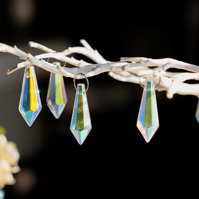 50pcs 38mm Suncatcher Crystal Icicle Prisms Pendant, Icicle Chandelier Crystals Pendants Drops Lamp Candle Holders Curtain DIY Parts Sun Catcher(AB Colors)