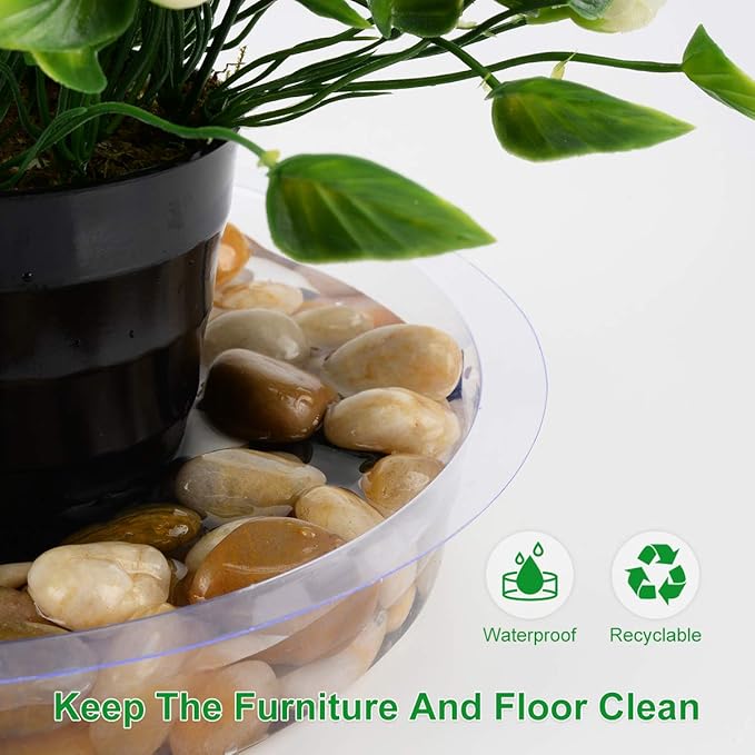 5 Pack Clear Plant Saucer Heavy Duty Sturdy Drip Trays for Indoor and Outdoor Plants