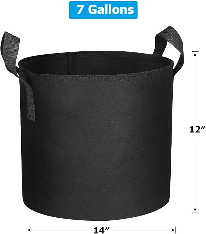 12 Packs 7 Gallon Grow Bags, Heavy Duty 300G Thickened Nonwoven Fabric Plant Pots with Handle