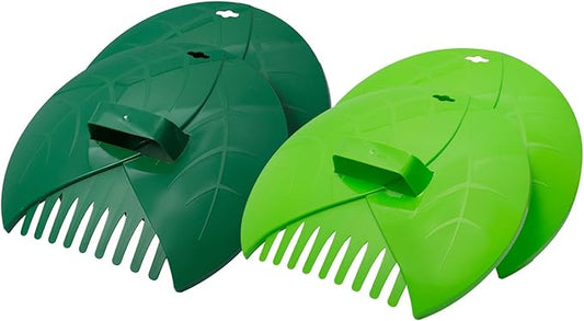 Eastrans 2set Leaf Scoops and Hand Rakes,Leaf Claws for Picking up Leaves,Grass Clippings and Lawn Debris,Light Green&Dark Green,4pcs