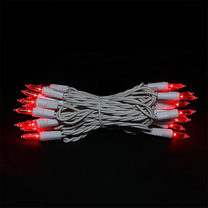 Red LED Christmas Lights - 35 Count Red Christmas String Lights for Small Tree, Crafts, Bedroom, Wedding, Indoor and Outdoor Valentines Day Decorations, 11 Feet White Wire, UL Certified, Connectable