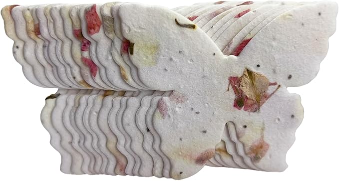 Of The Earth Handmade Paper - Wildflower Seed Paper Butterfly Shape - Large 3" - Set of 24 (24s Pink Petal)