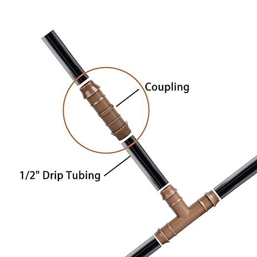 Drip Irrigation Fittings Barbed Coupling Connectors For 1/2" Drip Tubing, Drip Fittings Straights Parts, OD 17mm Barbed For Garden Irrigation System-20Pcs/pack