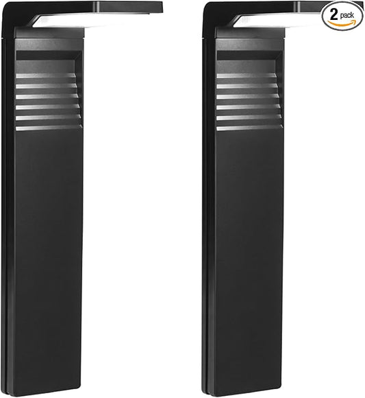 Techko Outdoor Solar L-Shaped Path Lights (2-Pack), Modern Minimal Design, Waterproof IP65, Garden Lights for Landscape, Yard, Walkway, Pathway,Matte Black