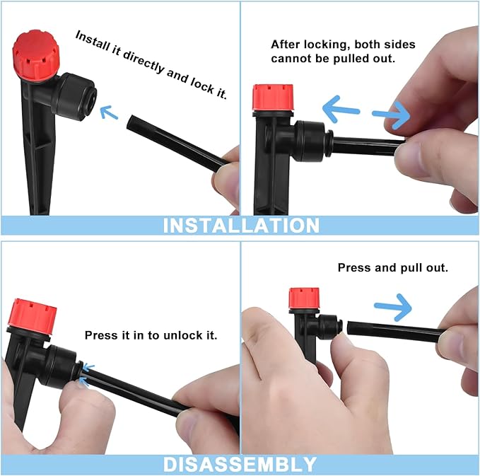 25PCS Easy-Connect Drip Irrigation Emitters, Drip Emitters for 1/4 inch Irrigation Tubing, Adjustable Water Flow Drippers Emitters with Stake(25PCS,Drip Irrigation)