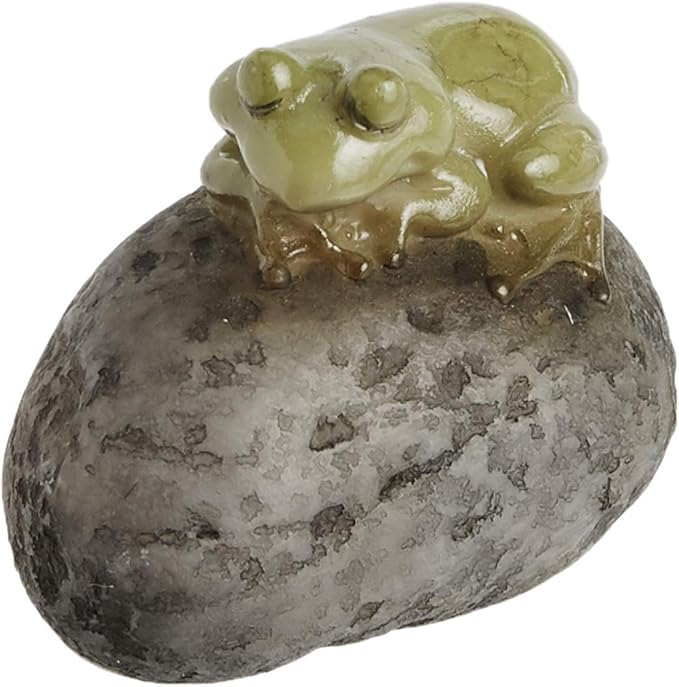 Top Collection Miniature Fairy Garden and Terrarium Statue, Sleeping Cute Frog on Stone