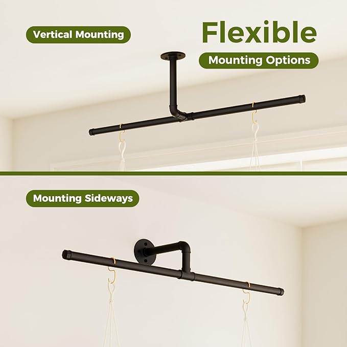 Bamworld Hanging Planters for Indoor Plants Plant Hanger Indoor Hanging Plant Holder Window Plant Shelves Metal Rod(Pot&Plant Not Included) 35.8in