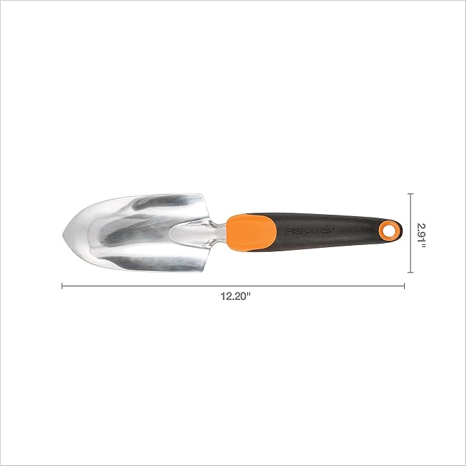 Fiskars Ergo Garden Trowel for Digging and Planting, Heavy Duty Gardening Hand Tool with Hanging Hole