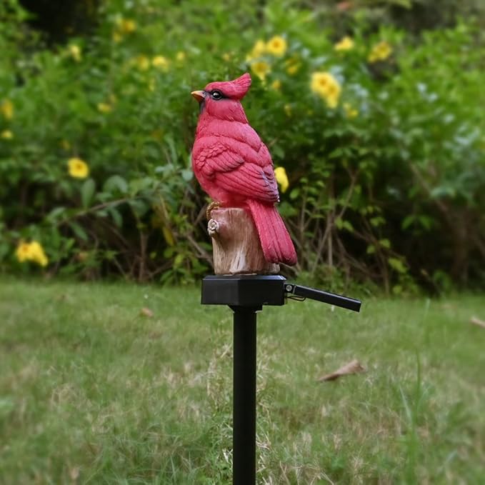 Cardinal Garden Decor Red Bird Figurine Memorial Solar Light Outdoor Stake Patio Yard Art Lawn Ornaments Porch Cute Christmas Decorations Outside Mom Grandma Women